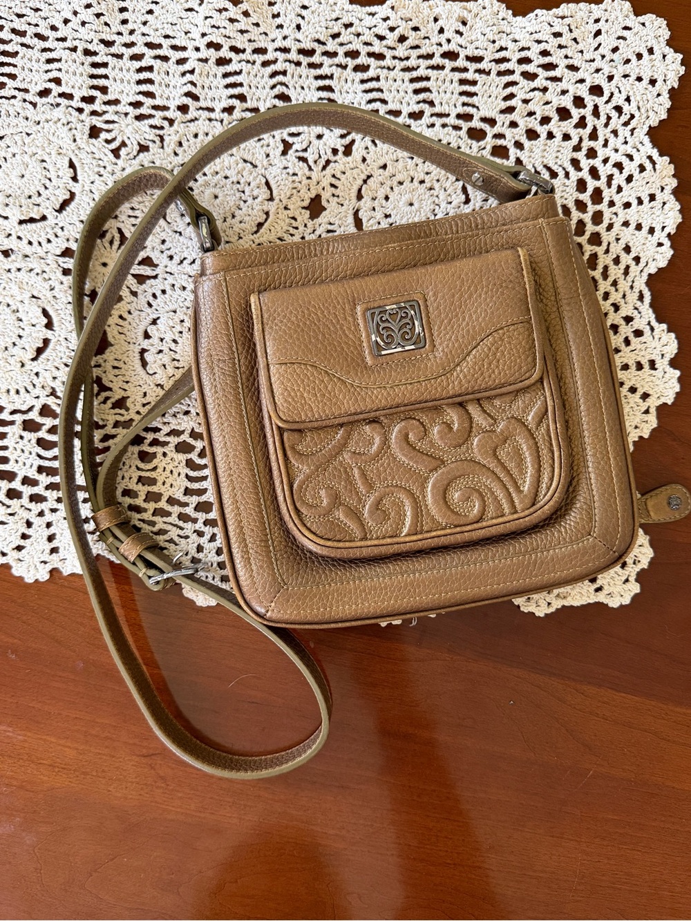 Brighton Brown Pebbled Leather Organizer Crossbody Bag